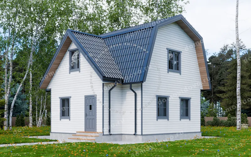 Каркасный дом 7х8 с ломаной крышей