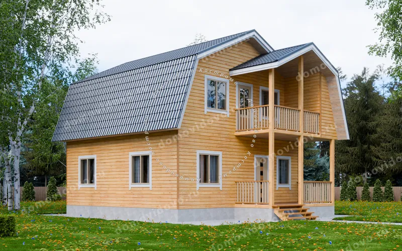 Дом 8х10 из бруса с балконом и террасой, фото 4