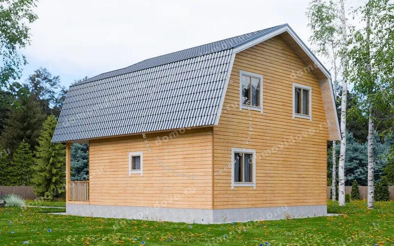 Дом 8х10 из бруса с балконом и террасой, фото 2