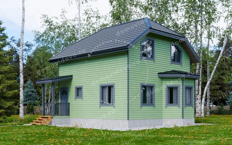 Каркасный дом 7х7 с котельной и 3 спальнями