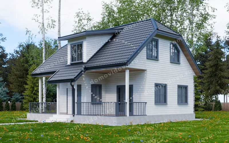Каркасный дом 9х10 с мансардой
