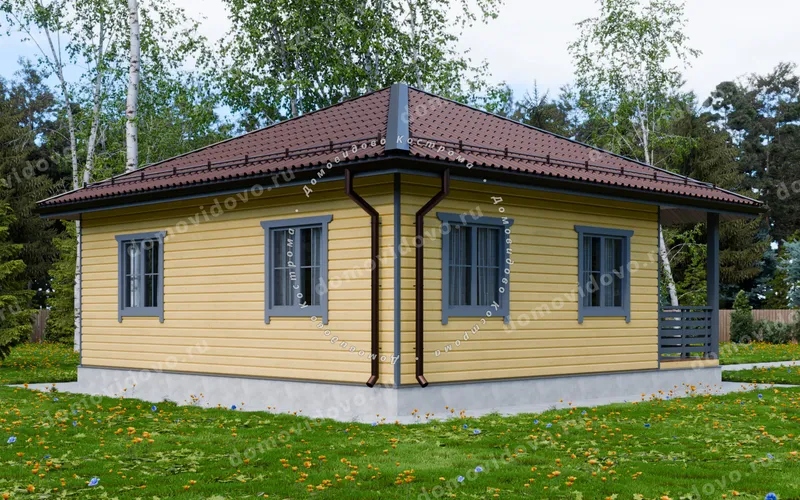 Одноэтажный каркасный дом 8х8
