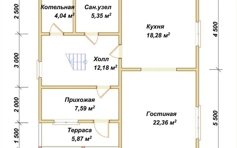 Дом из бруса 9х10 в полтора этажа с котельной, фото 5