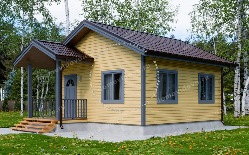 Одноэтажный каркасный дом 6х6
