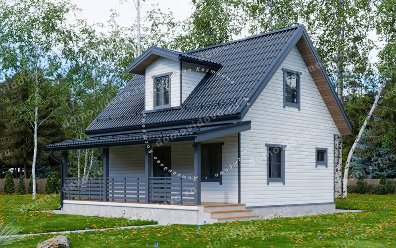Каркасный дом 6х8 с террасой