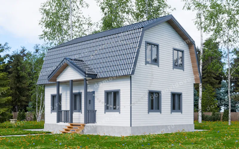 Каркасный дом 8х9 с ломаной крышей