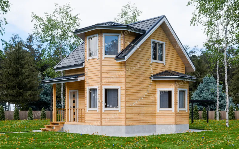 Дом из бруса 7х7 с санузлом и 2 эркерами, фото 2