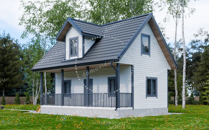 Каркасный дом 6×9 с мансардой