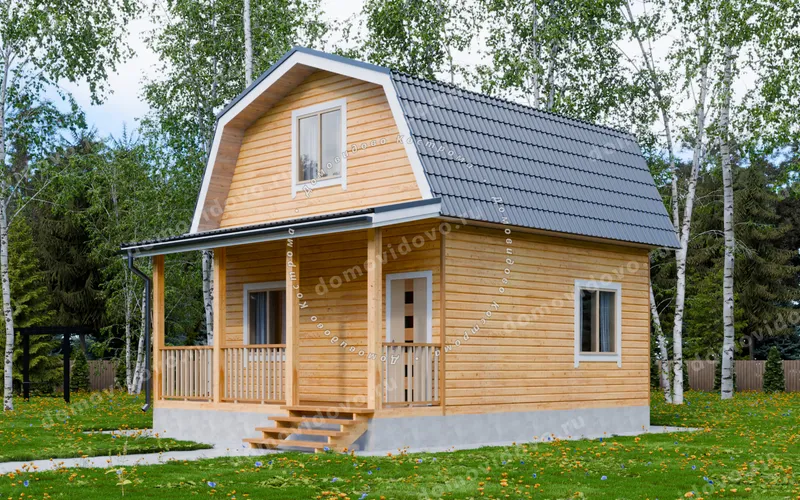 Дом из бруса 6х6 с ломаной крышей