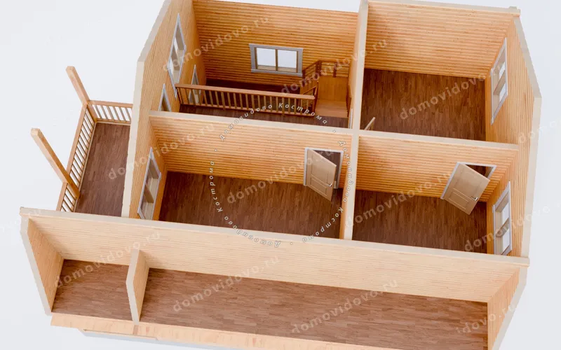 Дом 8х10 из бруса с балконом и террасой, фото 9