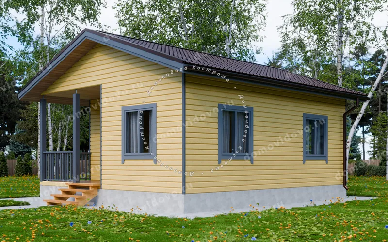 Одноэтажный каркасный дом 7х8