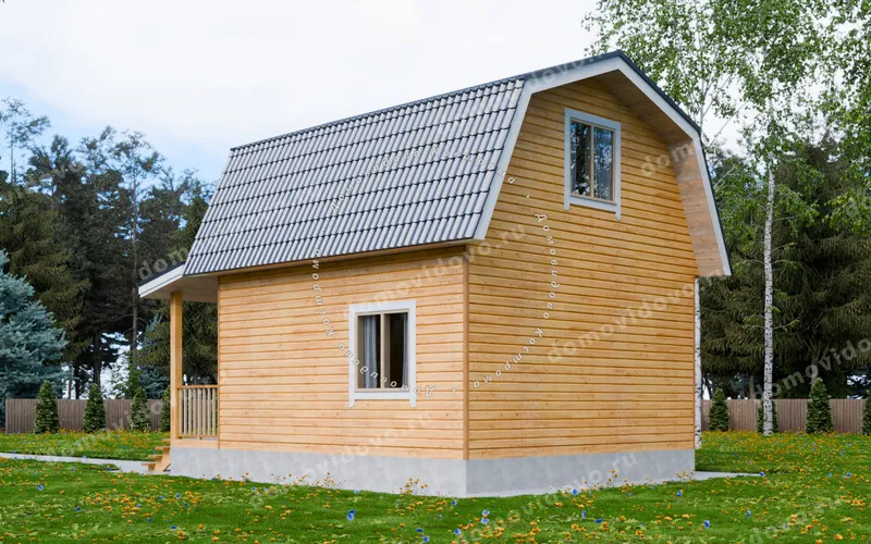 Дом из бруса 6х6 с ломаной крышей, фото 2